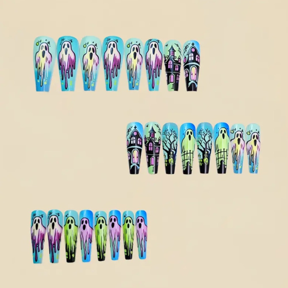 Neon Halloween Press-On Nails, NEW, So Pretty, Instant Manicure - Picture 4 of 5
